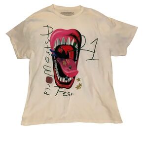 Travis Scott Astroworld Festival 2021 Mouth Graphic T-Shirt White Mens Large